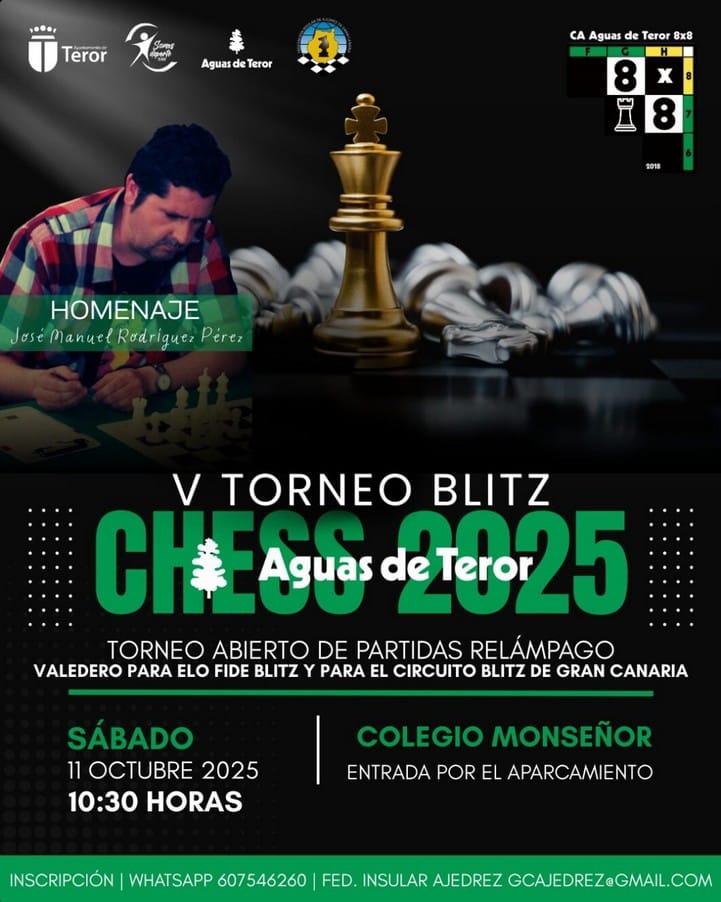 Ajedrez - V Torneo Blitz Aguas de Teror en el Colegio Monseñor, Teror, Gran Canaria.