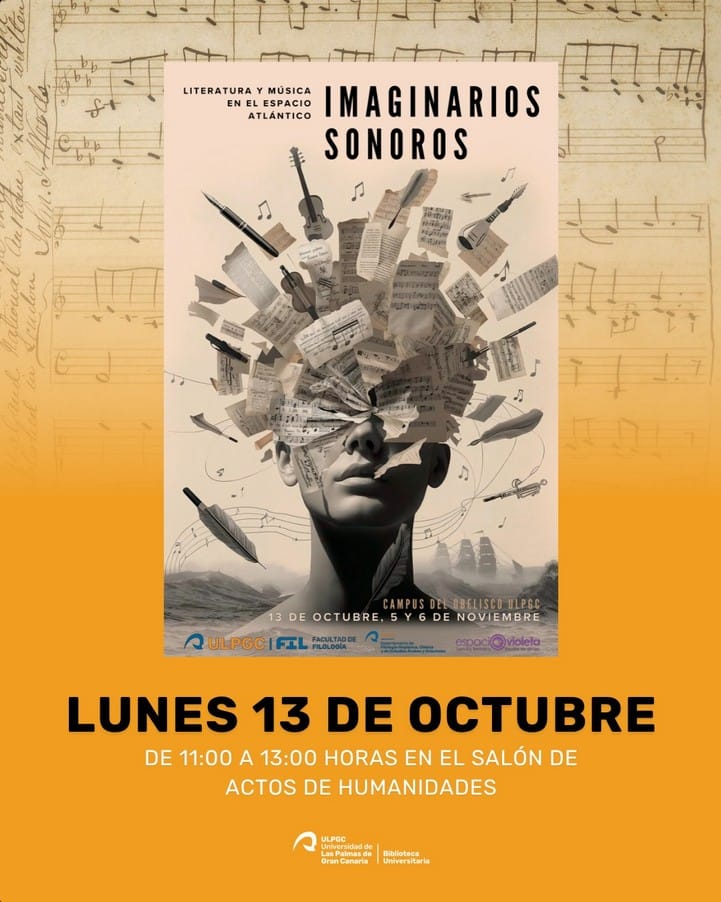 Literatura y música "Imaginarios Sonoros" en el Salón de Actos de Humanidades del Campus del Obelisco, Las Palmas de Gran Canaria.