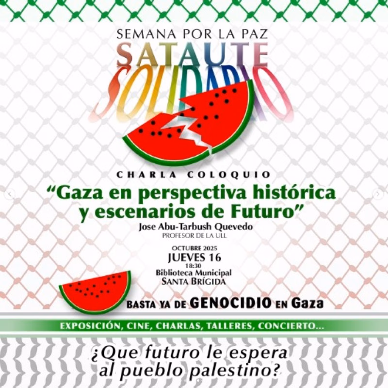 Charla "Gaza en perspectiva histórica y escenarios de futuro" en la Biblioteca Municipal de Santa Brígida, Gran Canaria.