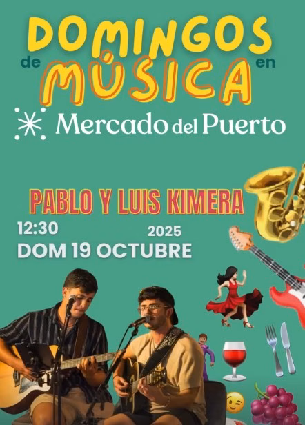 Concierto de Pablo y Luis Kimera en los Domingos de Música del Mercado del Puerto, Las Palmas de Gran Canaria.