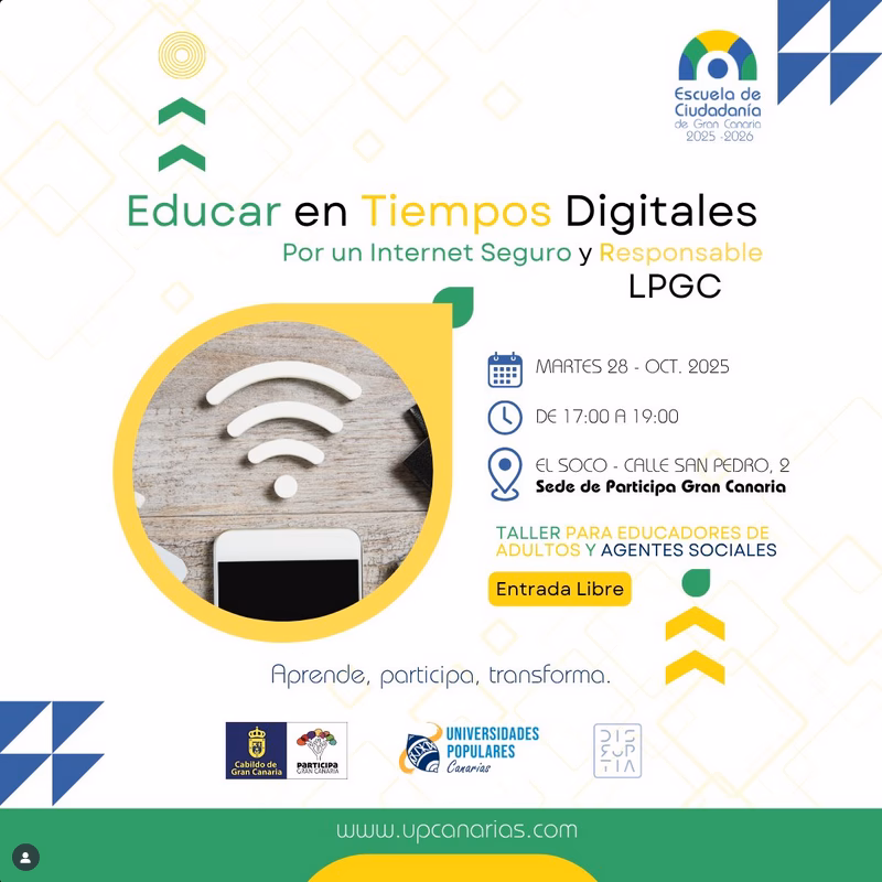 Taller "Educar en Tiempos Digitales" en El Soco, Las Palmas de Gran Canaria.