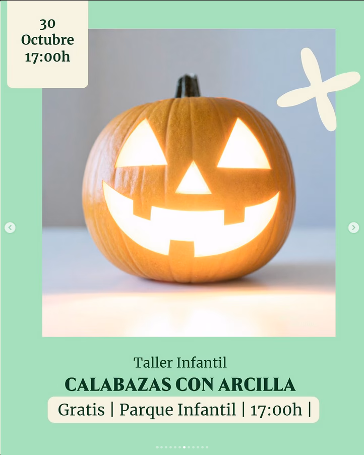 Taller infantil de Calabazas con Arcilla de Halloween en Las Ramblas Centro, Plaza Parque infantil, Las Palmas de Gran Canaria.