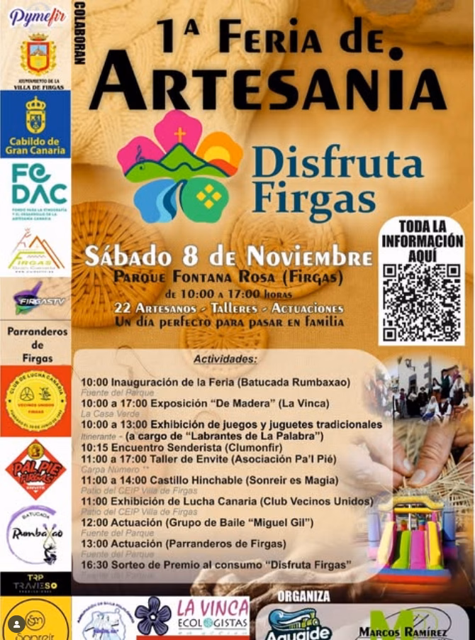 Feria de Artesanía Disfruta Firgas en el Parque Fontana Rosa, Firgas, Gran Canaria.