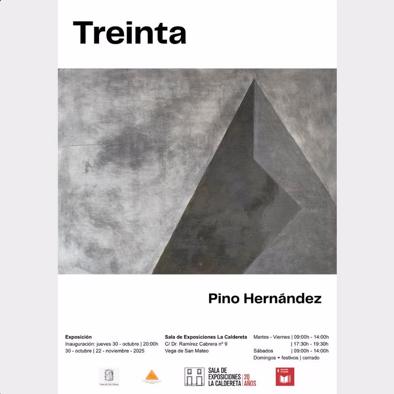 Inauguración de la Exposición "Treinta" de Pino Hernández en la Sala de Exposiciones La Caldereta, San Mateo, Gran Canaria.
