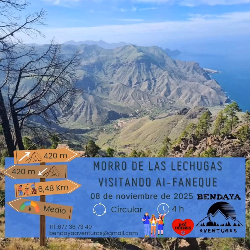 Senderismo - Morro de las Lechugas, visitando AI-Faneque, Tamadaba, Gran Canaria, con Bendaya Aventuras.
