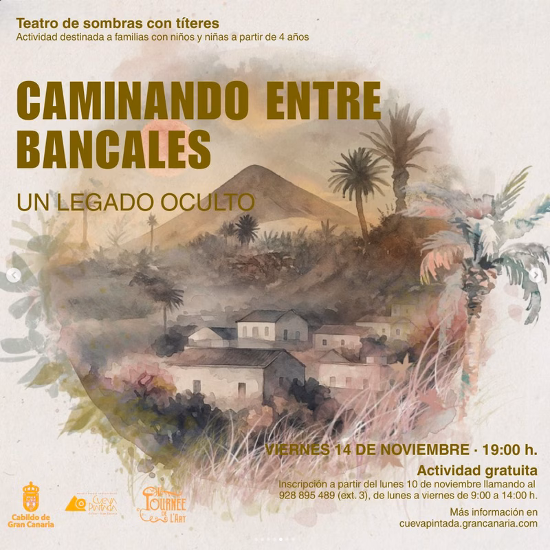 Teatro 'Caminando entre bancales. Un legado oculto' en el Museo y Parque Arqueológico Cueva Pintada, Gáldar, Gran Canaria.