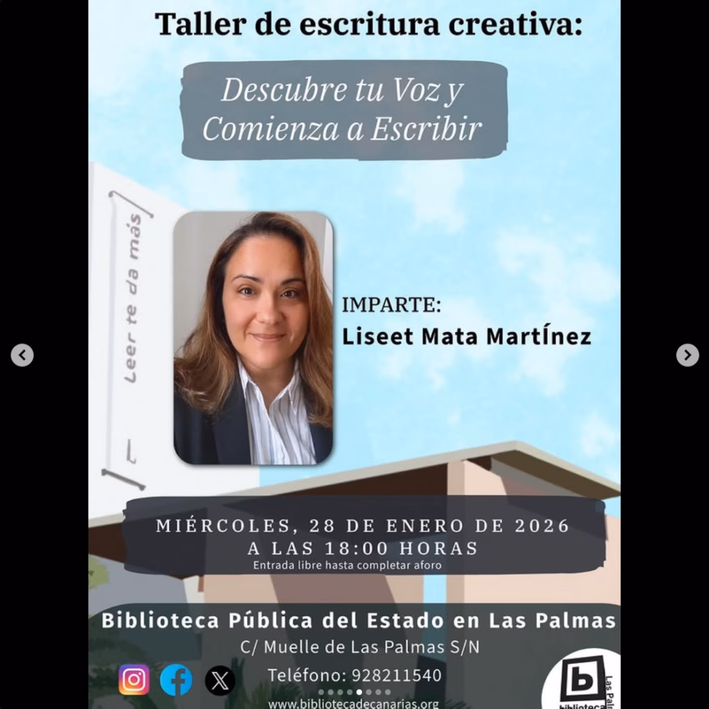 Taller de Escritura creativa por Liseet Mata en la Biblioteca Pública del Estado, Las Palmas, Gran Canaria.