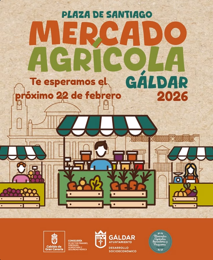 Mercado Agrícola en la Plaza de Santiago de Gáldar, Gran Canaria.