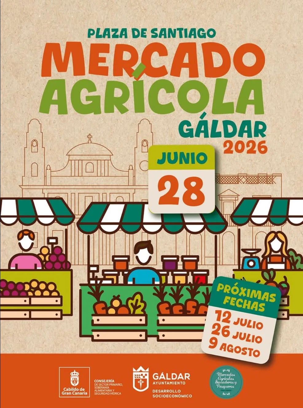 Mercado Agrícola en la Plaza de Santiago de Gáldar, Gran Canaria.