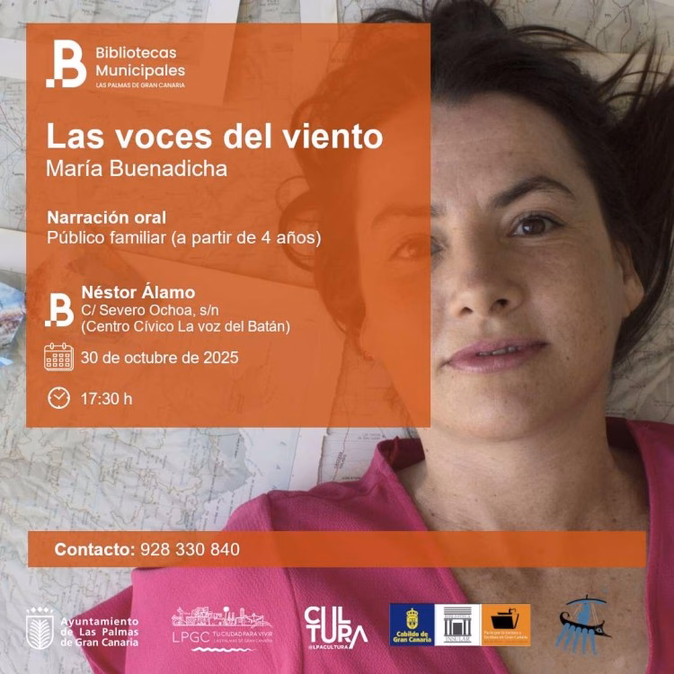 Narración oral Infantil "Las voces del viento" en la Biblioteca Pública Municipal Néstor Álamo, Las Palmas de Gran Canaria.