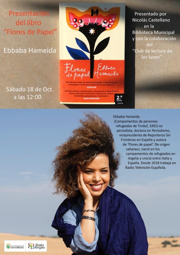 Presentación del libro ‘Flores de Papel’ de Ebbaba Hameida en la Biblioteca Municipal de Santa Brígida, Gran Canaria.