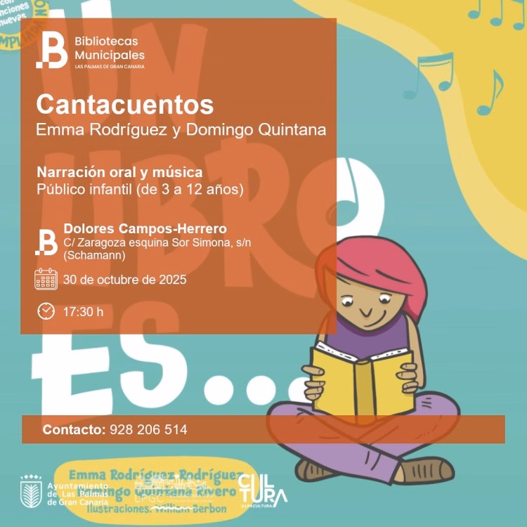 Narración oral Infantil "Cantacuentos" en la Biblioteca Dolores Campos-Herrero, Las Palmas de Gran Canaria.