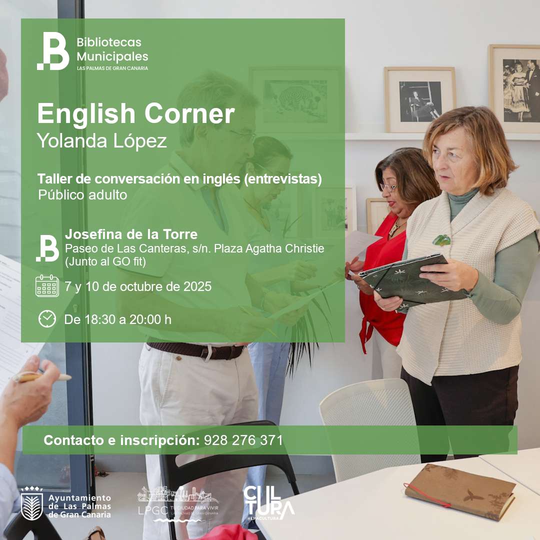 Taller - English Corner de conversación en inglés en la Biblioteca Josefina de la Torre, Las Palmas de Gran Canaria.