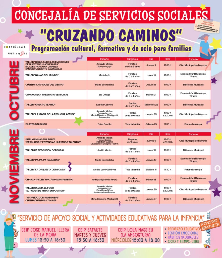 Concejalía de Servicios Sociales que dirige Carlos Carrión, ha lanzado su programación otoñal.