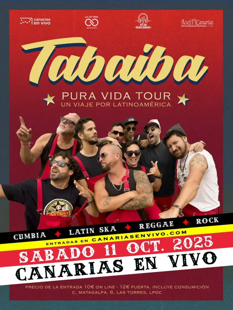 Concierto de Tabaiba "Pura vida tour" en la Sala Canarias En Vivo, Las Palmas de Gran Canaria.