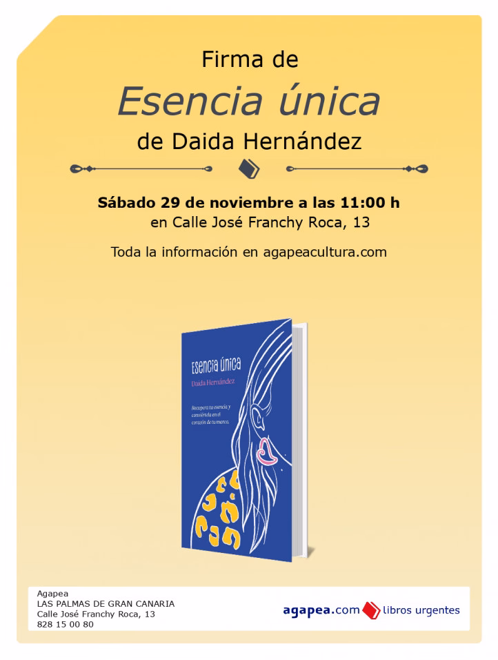 Literatura - Firma del libro "Esencia única" de Daida Hernández en Librería Agapea Las Palmas, Gran Canaria.