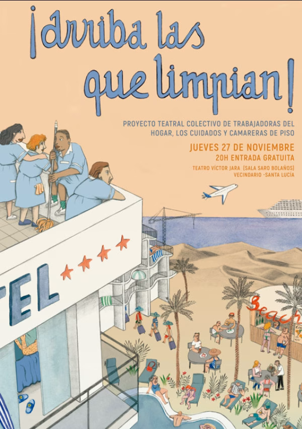 Teatro "¡Arriba las que limpian!" en el Teatro Víctor Jara de Vecindario, Santa Lucía, Gran Canaria.