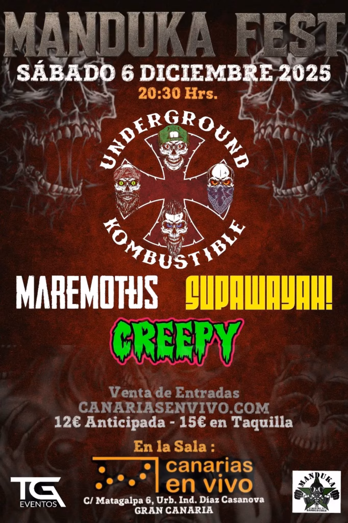 Festival – “Canarias Manduka Fest 2025” en la Sala Canarias en Vivo, Las Palmas de Gran Canaria – Horror Punk, Metal, Rock & más