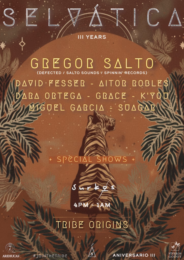 El próximo sábado 13 de diciembre de 2025, Gran Canaria acoge uno de los eventos más esperados del año: Selvática – Aniversario III “Tribe Origins”, una celebración única que combina música electrónica, ritmos afro-latinos, performances en vivo y una temática tribal que transforma por completo el ambiente del Surkos Restaurante.