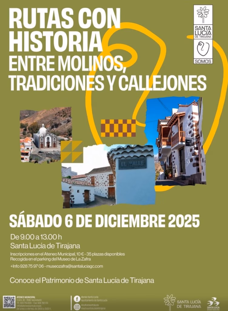 Visita Guiada - Entre molinos, tradiciones y callejones, dentro de "Rutas con Historia" por Santa Lucía de Tirajan, Gran Canaria.