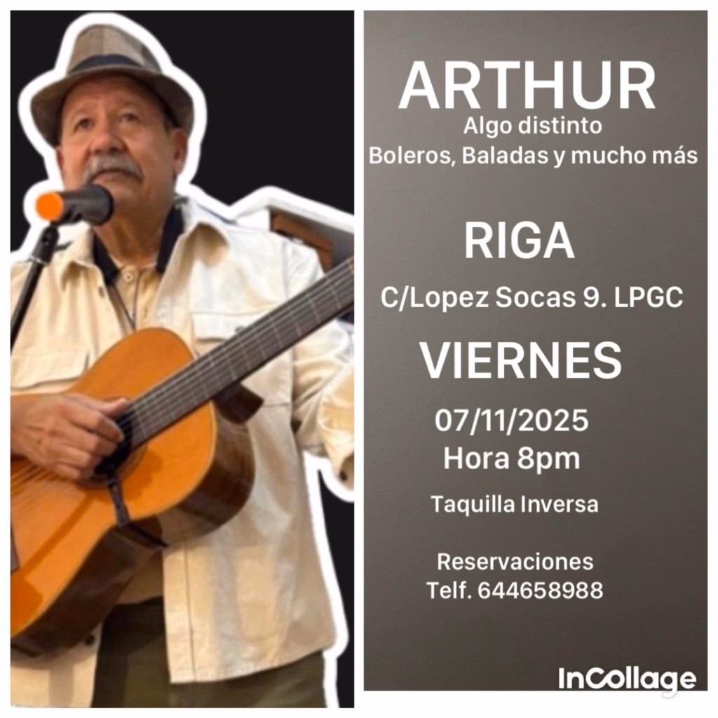 Este viernes en RIGA Art Café, Las Palmas de Gran Canaria, boleros, baladas y mucho más con el concierto de Arthur.