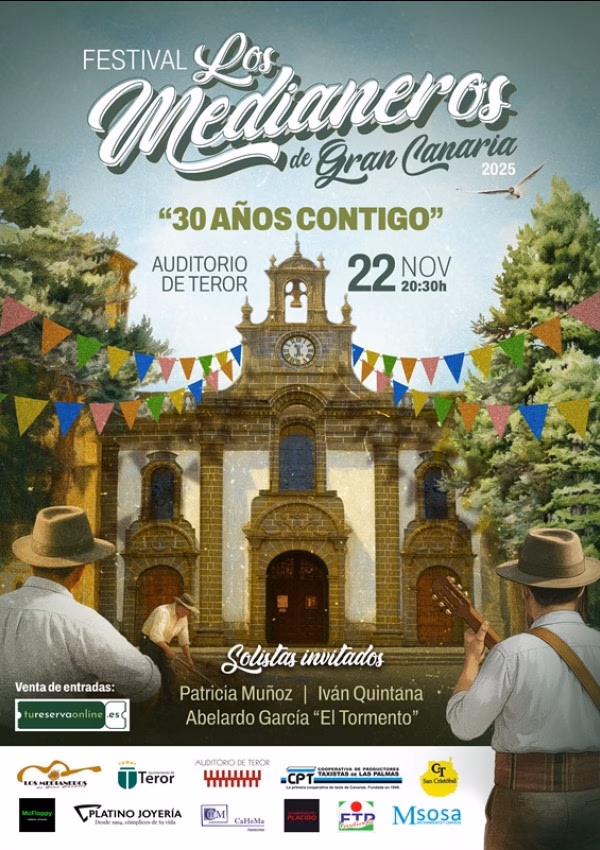 Festival Folklórico Los Medianeros "30 años contigo" en el Auditorio de Teror, Gran Canaria.