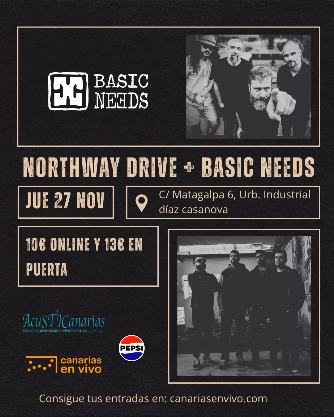 Concierto - Northway Drive + Basic Needs en la Sala Canarias En Vivo, Las Palmas de Gran Canaria.