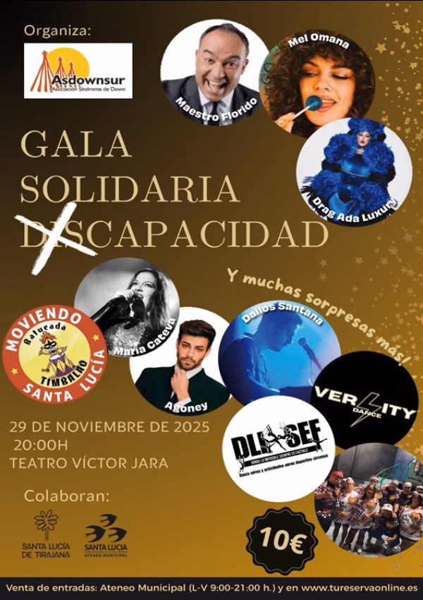 Gala Solidaria (Dis)Capacidad en el Teatro Víctor Jara de Vecindario, Santa Lucía, Gran Canaria.
