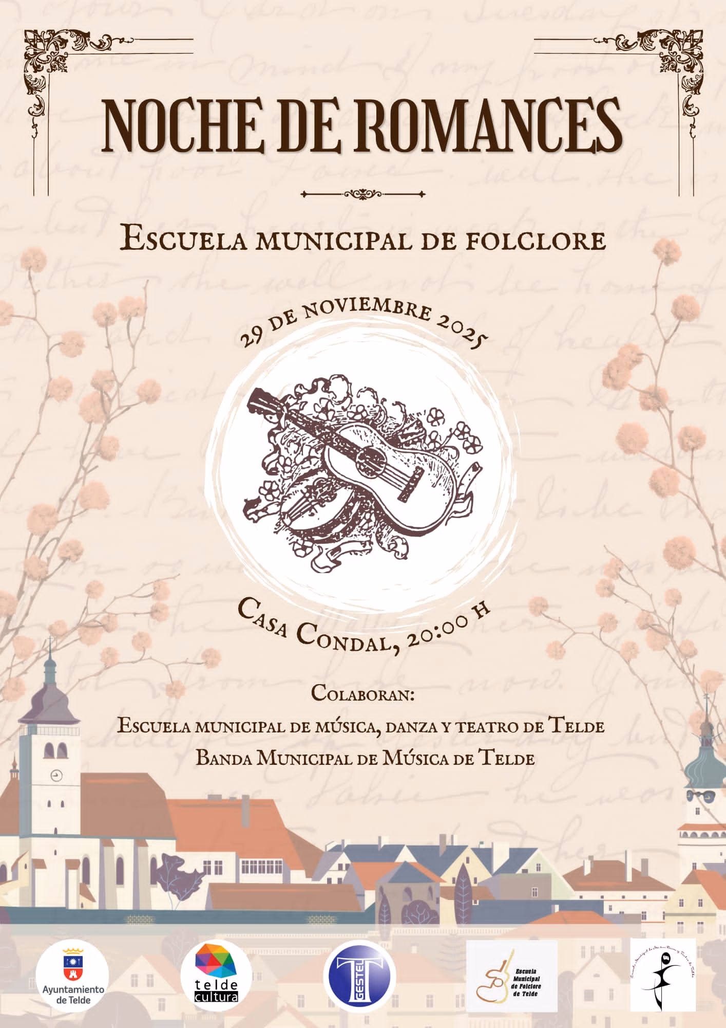 Música "Noche de Romances" de la Escuela Municipal de Folclore en la Casa Condal de Telde, Gran Canaria.