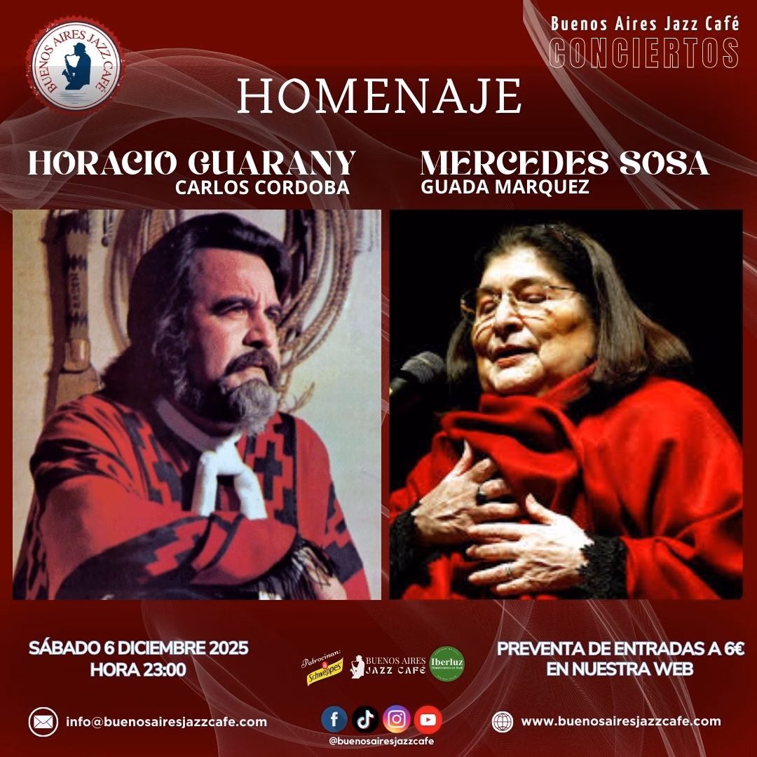 Concierto Baires - Homenaje a Horacio Guarany y Mercedes Sosa en Buenos Aires Jazz Café, Las Palmas de Gran Canaria.