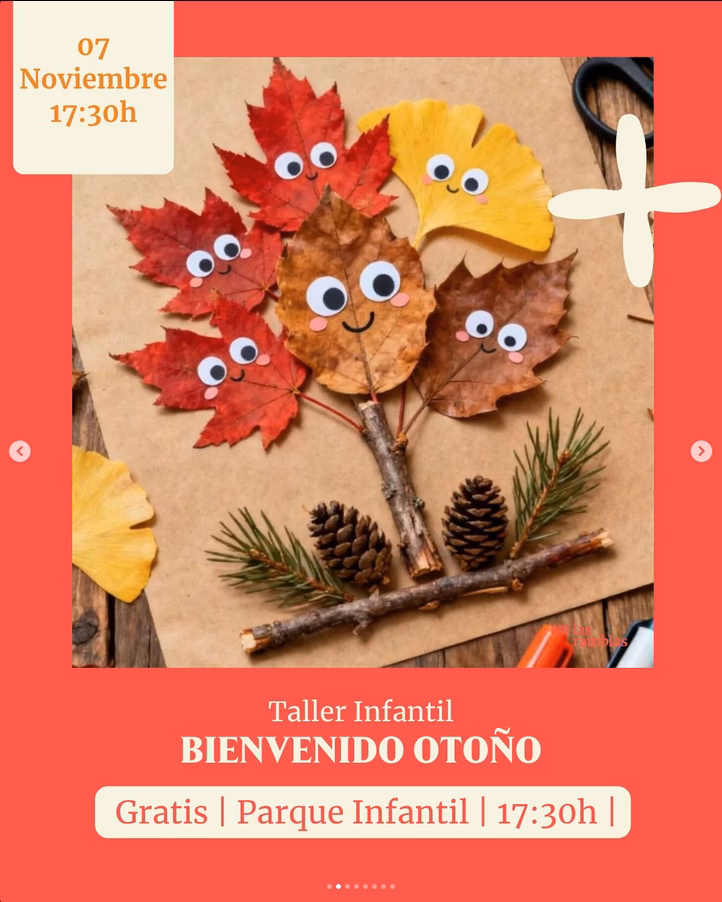 Taller infantil Bienvenido Otoño en Las Ramblas Centro, Plaza Parque infantil, Las Palmas de Gran Canaria.
