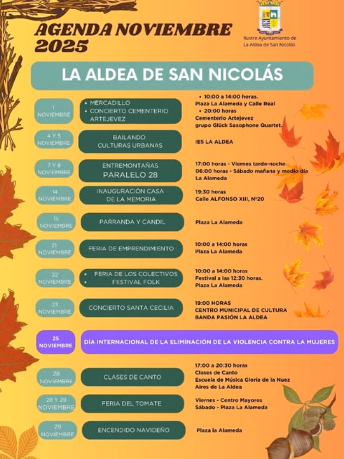Agenda Noviembre La Aldea de San Nicolás