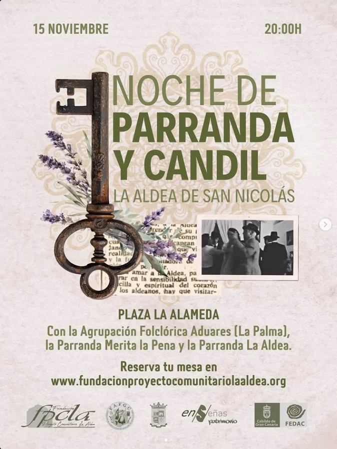 Música "Noche de parranda y candil" en la Plaza de la Alameda, La Aldea de San Nicolás, Gran Canaria.