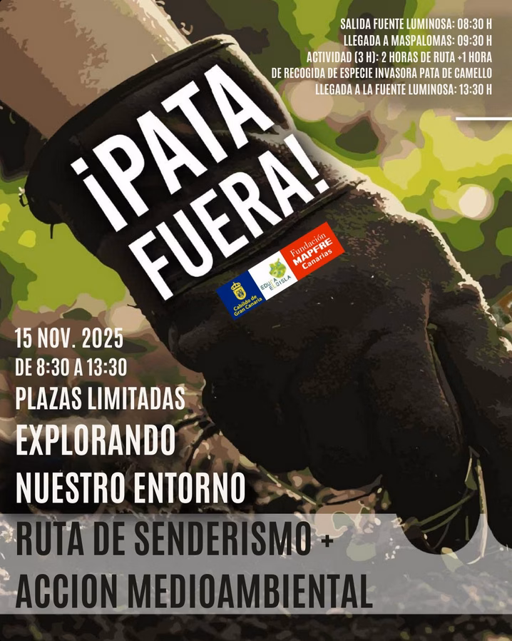 Senderismo + Acción Medioambiental - ¡Pata Fuera! en Las Dunas de Maspalomas, San Bartolomé de Tirajana, Gran Canaria.