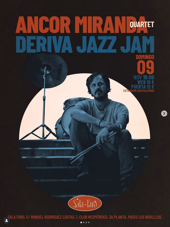 Concierto de Ancor Miranda Quartet y Deriva Jazza Jam en Sala Faro, Las Palmas de Gran Canaria.