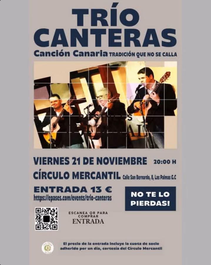 Concierto del Trío Canteras "Canción canaria, tradición que no se calla" en el Círculo Mercantil de Las Palmas de Gran Canaria.