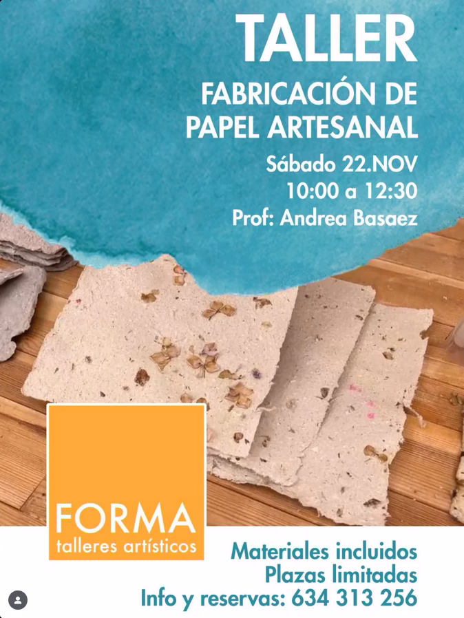 Taller - Fabricación de papel artesanal en Forma ArtProject, Las Palmas de Gran Canaria.