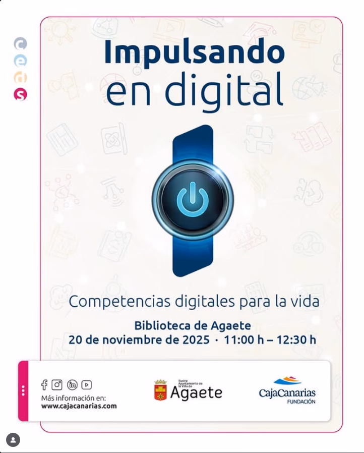 Taller "Impulsando en digital: competencias digitales para la vida" en la Biblioteca Municipal de Agaete.