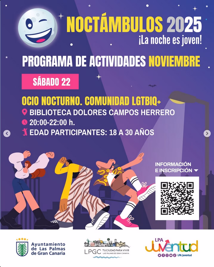 Jóvenes - Ocio Nocturno: Comunidad LGTBIQ+ del programa "Noctámbulos" en la Biblioteca Dolores Campos Herrero, Las Palmas de Gran Canaria.