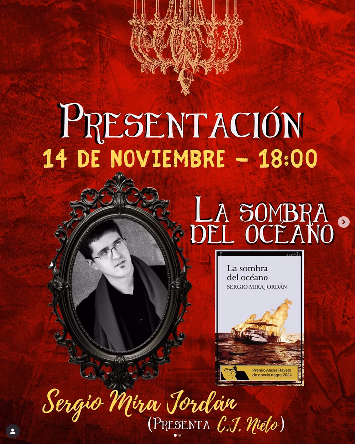 Presentación del libro "La sombra del océano" de Sergio Míra Jordán en la Librería Aranfaybo, Las Palmas de Gran Canaria.