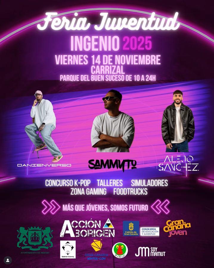 Feria Juventud Ingenio 2025 en el Parque del Buen Suceso, El Carrizal, Ingenio, Gran Canaria.