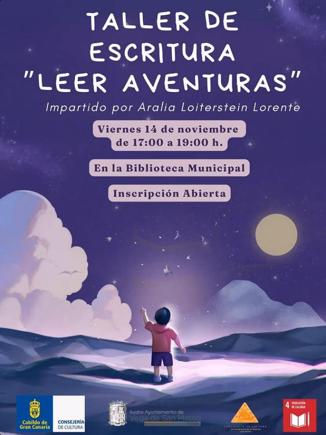 Taller de escritura "Leer aventuras" en la Biblioteca Municipal de Santa Mateo, Gran Canaria.