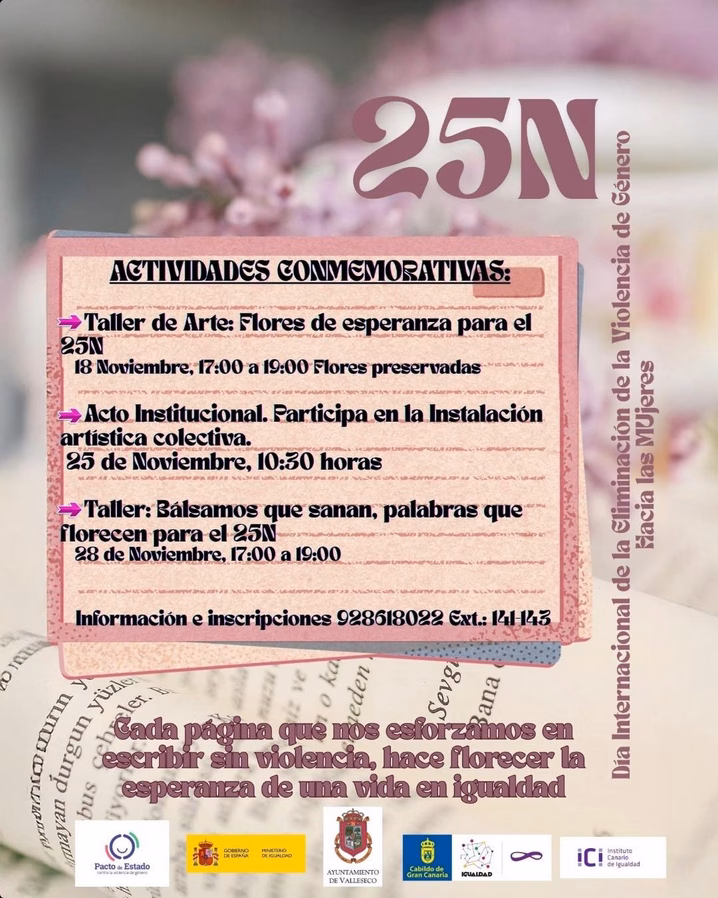 Programa de actos por el Día Internacional de la Eliminación de la Violencia de Género en Valleseco, Gran Canaria.