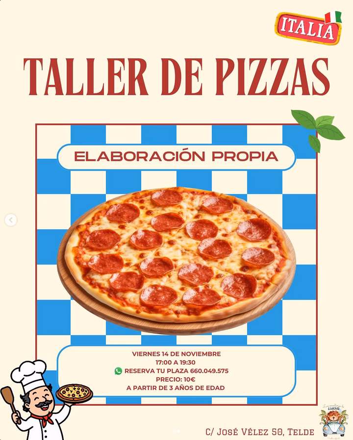 Infantil - Taller de Pizzas de elaboración propia en las Aventuras de Lukas, Telde, Gran Canaria.