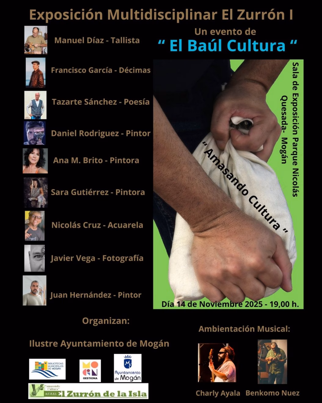 Inauguración de la Exposición multidisciplinar “El Zurrón I” en la Sala de Exposiciones del Parque Nicolás Quesada, Mogán, Gran Canaria.