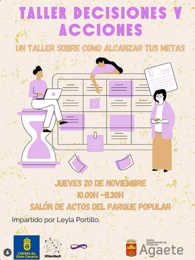 Taller "Decisiones y acciones" en el Salón de actos del Parque Popular de Agaete, Gran Canaria.