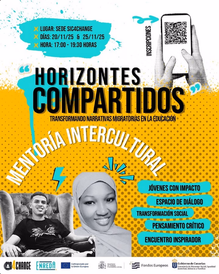 Jóvenes - Sesiones de mentoría intercultural en la Sede de SIC4Change, Las Palmas de Gran Canaria.
