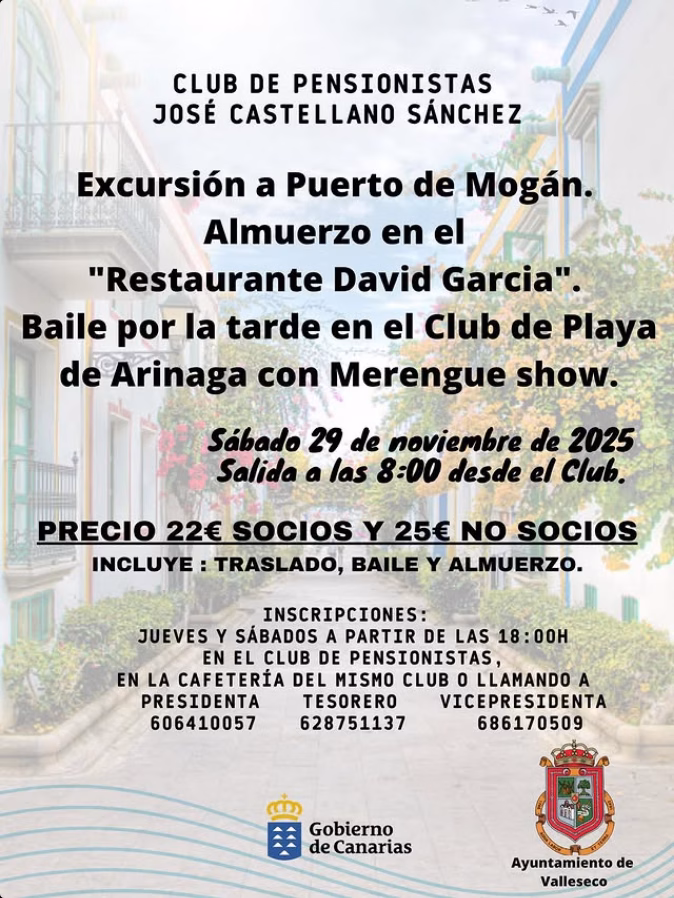 Excursión a Puerto de Mogán, almuerzo y baile para mayores de Valleseco, Gran Canaria.