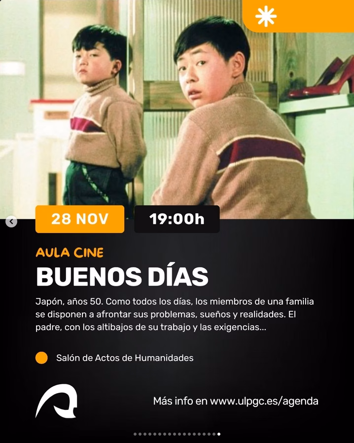 Proyección de la película "Buenos días" en el Salón de Actos de Humanidades del Campus del Obelisco, Las Palmas de Gran Canaria.