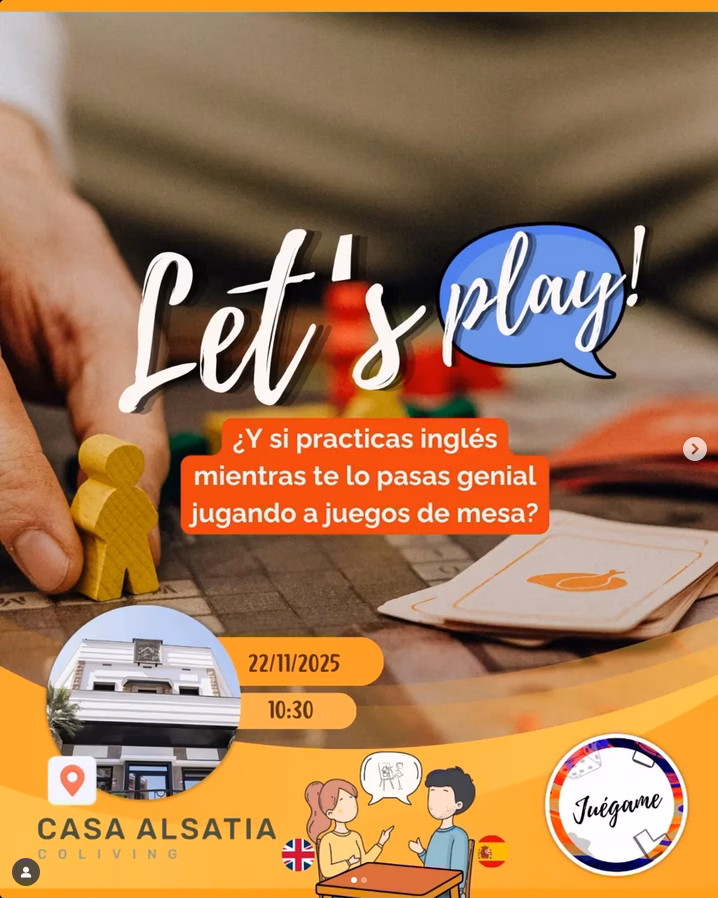 Quedada de juegos de mesa "Let's play" por Juega.me en Coliving Casa Alsatia, Las Palmas de Gran Canaria.